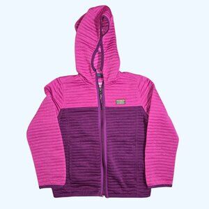 LL Bean Kids Airlight Hoodie Medium 10-12 Full Zip Colorblock Pink Purple 510107